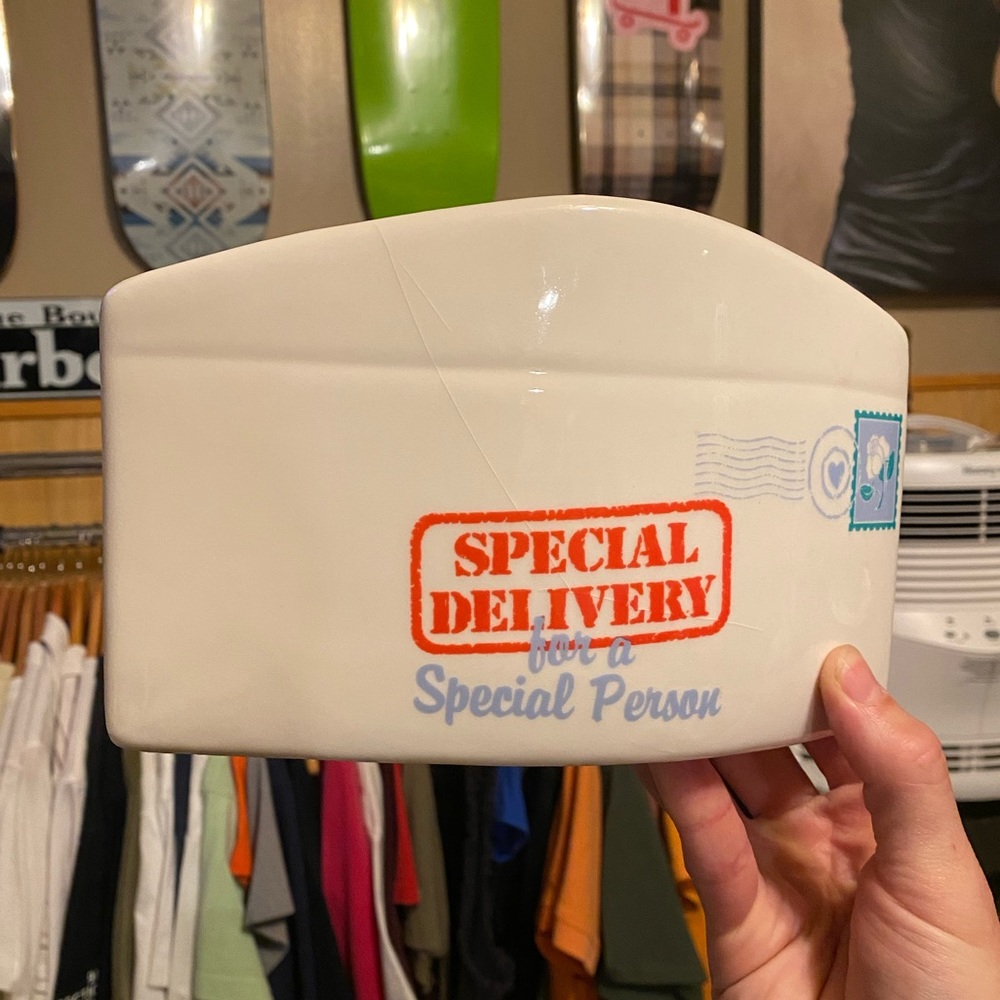 Special delivery for a special person ceramic handmade mail holder vintage